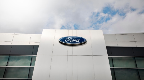 Building exterior with Ford logo.