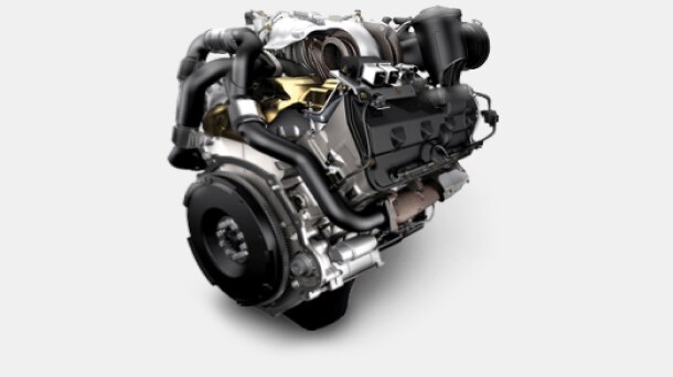 Ford 6.4L Power Stroke Diesel engine with twin turbochargers.