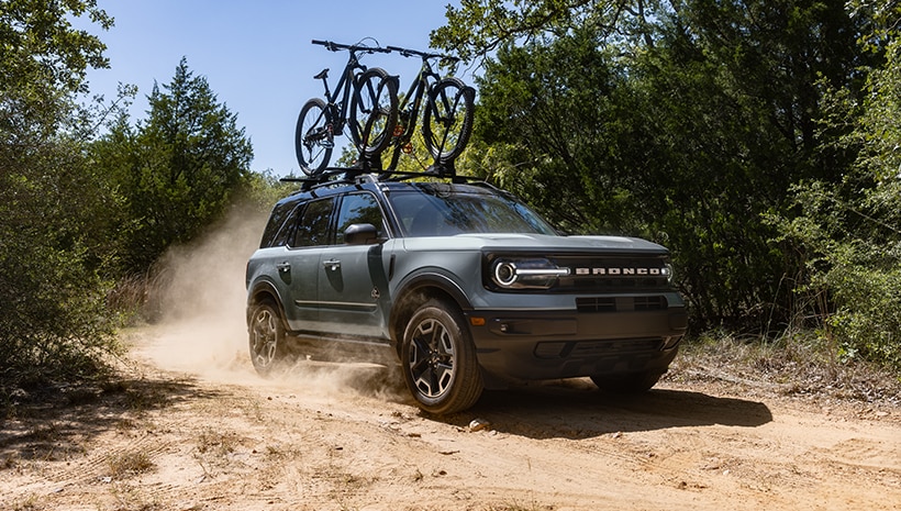 Vehicle with bikes on roof rack