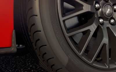 Close up of a tire on a Ford vehicle
