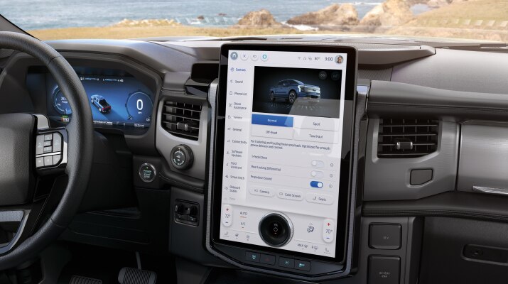 Interior view of a Ford F-150® Lightning® truck.