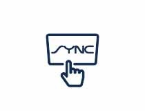 A navy SYNC icon on a white background.