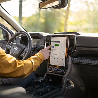Screen showing navigation experience in vehicle.
