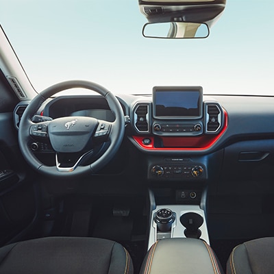 The touchscreen of the Bronco Sport® SUV sits front and center on the dash.