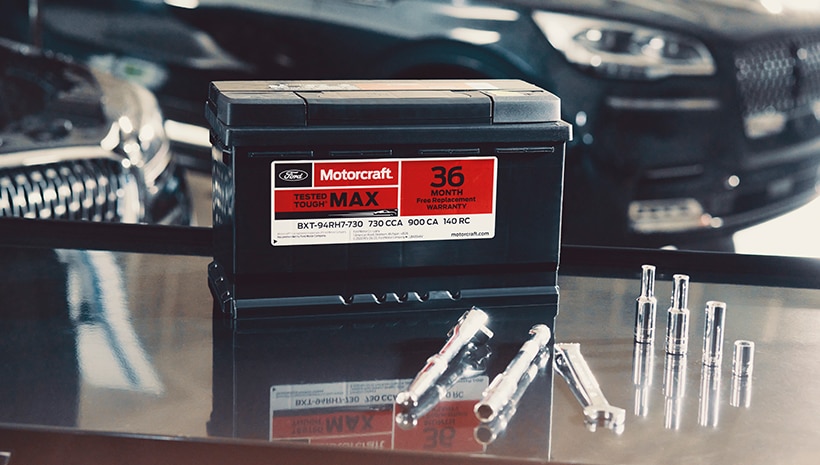 Motorcraft Battery in a service bay
