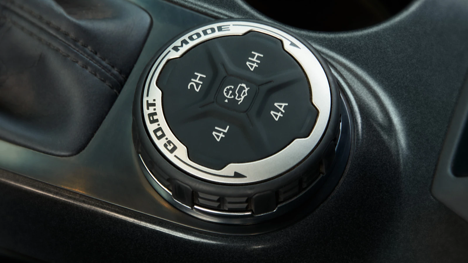 The G.O.A.T. Modes™ (Goes Over Any Type of Terrain) dial inside the 2021 Ford Bronco™.