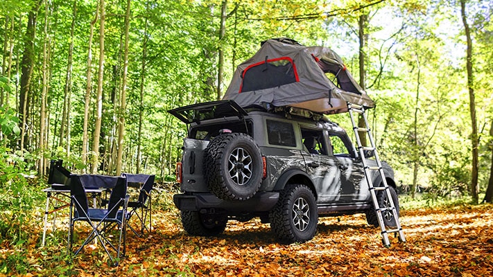 Bronco® SUV owners have set up camp in the forest.
