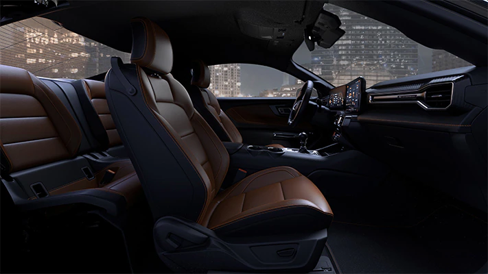 The performance interior of the Mustang® coupe is race ready.